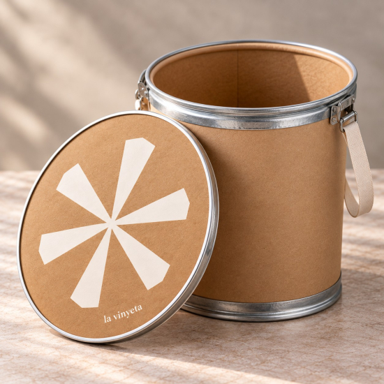 „La Vinyeta Geschenk-Kanister – Geschenkverpackung für Wein & Genuss“.